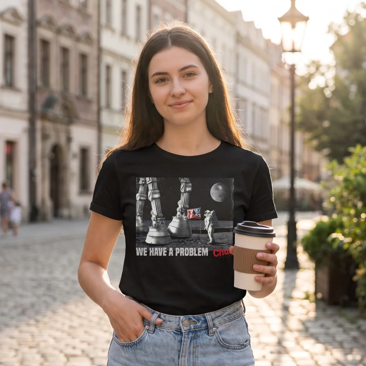 Houston We Have a Problem T-Shirt für Star Wars Fans schwarz