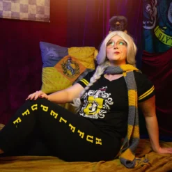 Hufflepuff Wappen Pyjama schwarz - Harry Potter