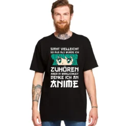 Ich denke an Anime T-Shirt schwarz