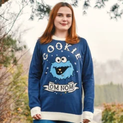 Krümelmonster Cookie Om Nom Strickpullover - Sesamstraße