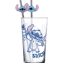 Lilo & Stitch Glas Tumbler mit Trinkhalmen Stitch 485 ml