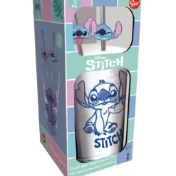 Lilo & Stitch Glas Tumbler mit Trinkhalmen Stitch 485 ml