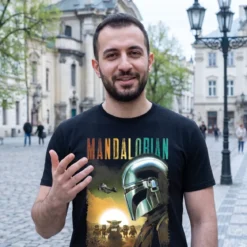 Mando und Grogu Poster T-Shirt schwarz - Star Wars The Mandalorian