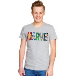 Marvel - Logo Comic Heroes T-Shirt grau