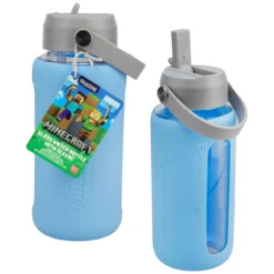 Minecraft Glas Trinkflasche mit Hülle