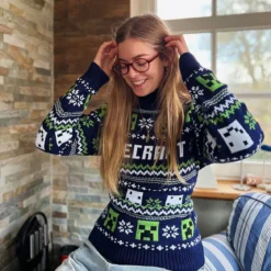 Minecraft - Pattern Strickpullover blau