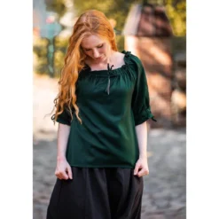 Mittelalter Bluse Kurzarm Vera grün