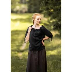 Mittelalter Bluse Kurzarm Vera schwarz