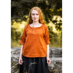 Mittelalter Bluse Kurzarm Vera braun