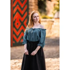 Mittelalter Bluse Kurzarm Vera blau