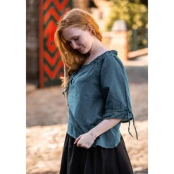 Mittelalter Bluse Kurzarm Vera blau