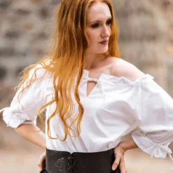Mittelalter Bluse Kurzarm Vera weiß