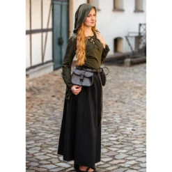 Mittelalter Bluse Lea mit Kapuze und Schnürung grün