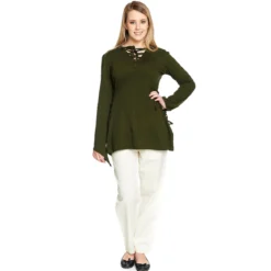 Mittelalter Bluse Lea mit Kapuze grün