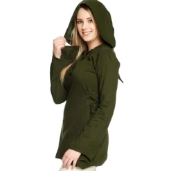 Mittelalter Bluse Lea mit Kapuze grün