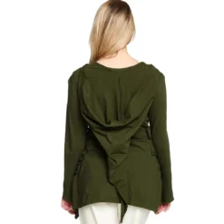 Mittelalter Bluse Lea mit Kapuze grün