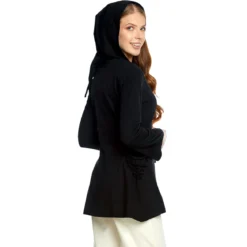 Mittelalter Bluse Lea mit Kapuze schwarz