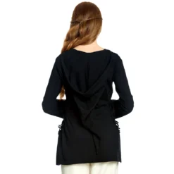 Mittelalter Bluse Lea mit Kapuze schwarz