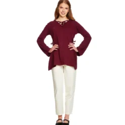 Mittelalter Bluse Lea mit Kapuze rot