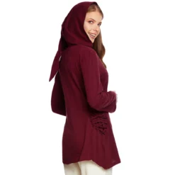 Mittelalter Bluse Lea mit Kapuze rot