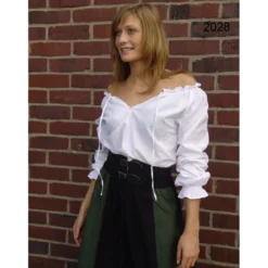 Mittelalter Bluse mit Spitze Bettina weiß