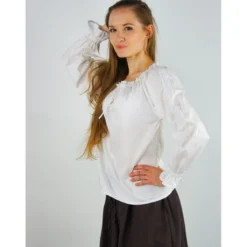 Mittelalter Bluse mit Spitze Bettina weiß