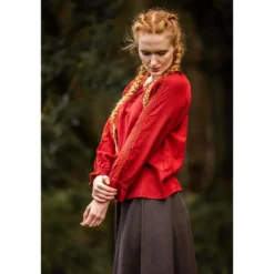 Mittelalter Bluse mit Spitze Bettina rot