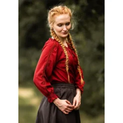 Mittelalter Bluse mit Spitze Bettina rot