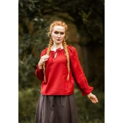 Mittelalter Bluse mit Spitze Bettina rot