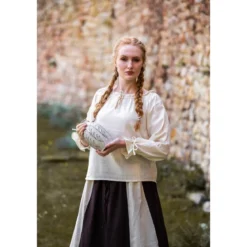 Mittelalter Bluse mit Spitze Bettina beige