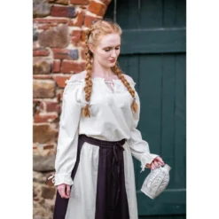 Mittelalter Bluse mit Spitze Bettina beige