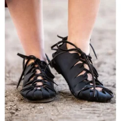 Mittelalter Bundschuhe aus Nubukleder schwarz