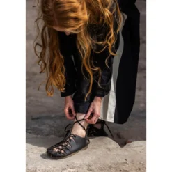 Mittelalter Bundschuhe aus Nubukleder schwarz