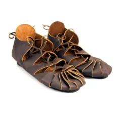 Mittelalter Bundschuhe aus Nubukleder braun