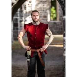 Mittelalter Gefütterter Samtwams Heinrich rot