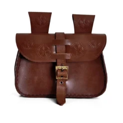 Mittelalter Gürteltasche mit Prägung braun