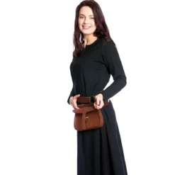 Mittelalter Gürteltasche mit Prägung braun