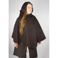Mittelalter Gugel Egill mit Stickerei braun