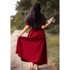 Mittelalter Gugel Tyr mit Wolfsstickerei braun