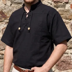 Mittelalter Hemd Kurzarm schwarz
