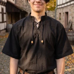 Mittelalter Hemd Kurzarm schwarz