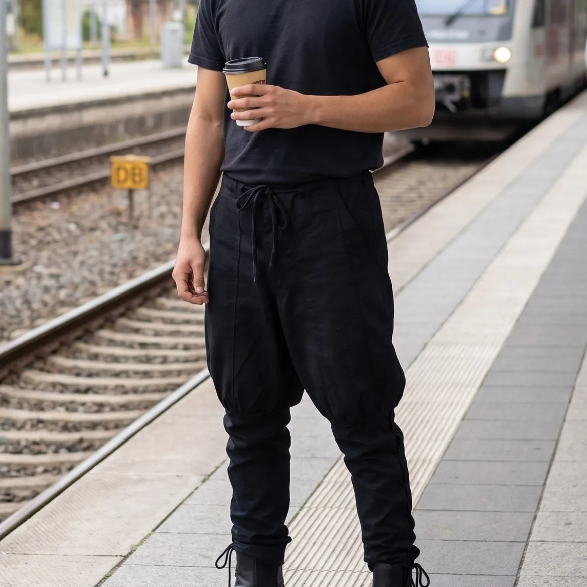 Mittelalter Hose Magnus mit Unterbeinschnürung schwarz