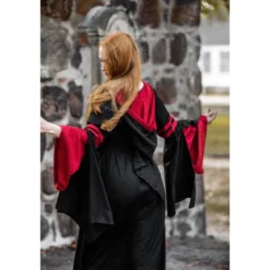Mittelalter Kapuzenkleid Isolde schwarz-rot