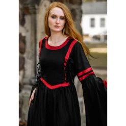 Mittelalter Kapuzenkleid Isolde schwarz-rot