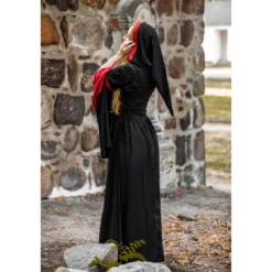 Mittelalter Kapuzenkleid Isolde schwarz-rot