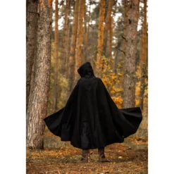 Mittelalter Kapuzenumhang Thorian Wolle schwarz