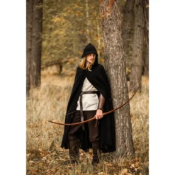 Mittelalter Kapuzenumhang Thorian Wolle schwarz