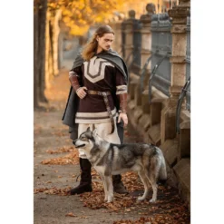 Mittelalter keltische Tunika Aidan dunkelbraun-beige