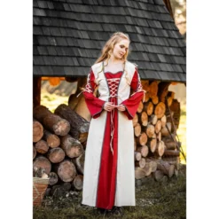 Mittelalter Kleid Amalia beige-rot