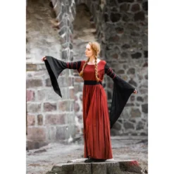 Mittelalter Kleid Dorell rot-schwarz